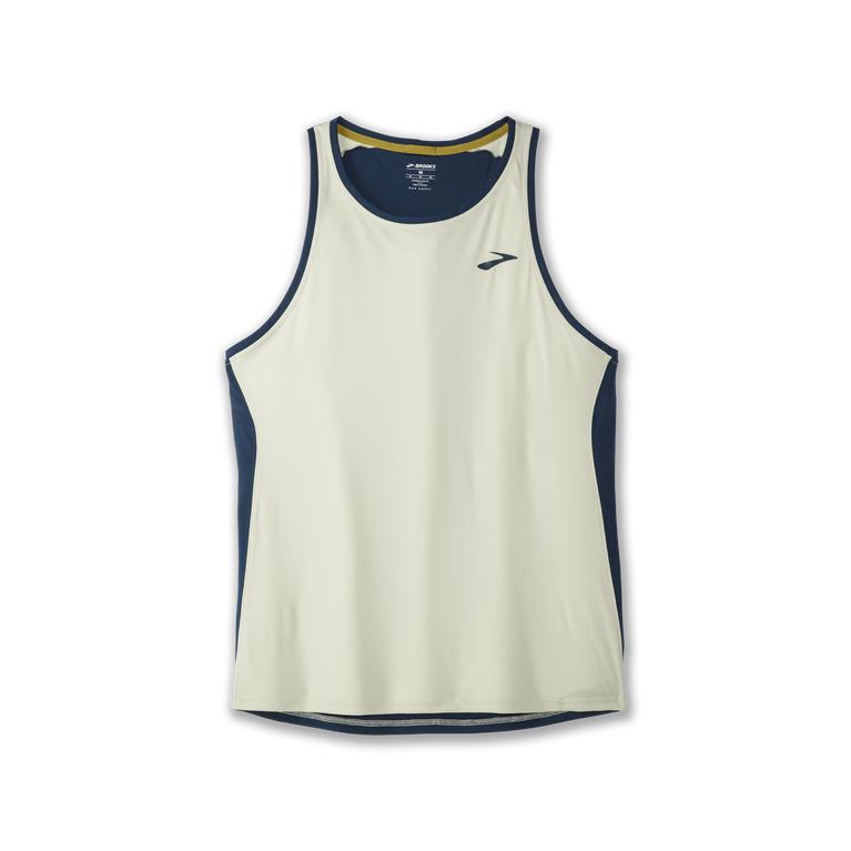 Brooks Atmosphere - Mens Running Tank Top - Honeydew/Indigo Rush/Beige (52394BLCK)